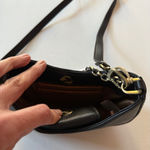 Small HOBO Black Leather Shoulder Bag with Gold Chain Photo 8