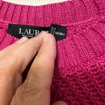 Ralph Lauren Black Label Linen Blend Tight Cable Knit Pink Sweater Size Large Photo 2