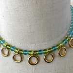 Givenchy blue and gold tone gripoix glass beaded necklace Photo 0