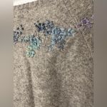 The Limited  Gray Cardigan with Blue and Purple Embroidery Lambswool NWOT Photo 2