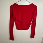 Bozzolo  V-Neck Long Sleeve Crop Top Red Ribbed L Photo 4
