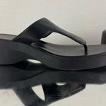 Faded Glory  Y2K 90s Black Faux Leather Square Toe Platform Flip Flop Sandals Photo 2