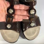 MEPHISTO Jeweled Brown Leather Snake Embossed Wedge Comfort Sandals 40 Size 10 Photo 6