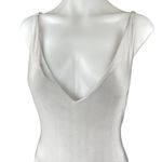 Farm Rio  Silver Metallic Sleeveless V-Neck Beach Swimwear Bodysuit Tank Top Sz M Photo 3