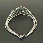 Vintage 925 Liquid Silver Turquoise Tube Beads Woven Sterling Silver Bracelet 5g Photo 14