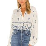 Jen's Pirate Booty Jen’s Pirate Booty Mckinley Top in Laurel Canyon White Blue Flowers Small Photo 0