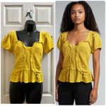 Line and Dot  Crepe Elena Front Ruffle Back Smocked Detail Coquette Top Medium Photo 1