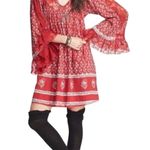 Free People  Women’s Nomad Child Cherry Red Floral Boho Mini Dress Photo 0