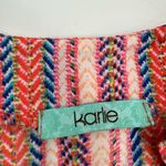 Karlie Top Vneck Blouse Womens S Herringbone Stripe Roll Tab Sleeve Photo 4
