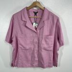 Buffalo David Bitton  Women's Pink Linen Blend Short Sleeve Button‎ Up Shirt XL Photo 1