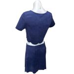 AQUA Women's Blue Faux Suede Scalloped 2-Pc Crop Top & Mini Pencil Skirt Set M Photo 1