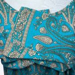 Vinmatto Teal Paisley Print Tunic Top 3/4 Sleeve Large Blue Photo 6