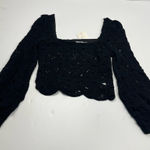 idem Ditto Vicki Idem‎ Ditto Black Crochet Long Sleeve Crop Top Womens Bohemian Small NEW Photo 0