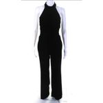 USA Made MISA Black Satin Special Occasion Backless Jumpsuit Wide Leg Sandra Photo 2