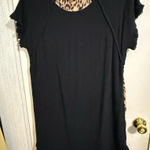 Umgee  Black Top with Leopard Print Accent Photo 0
