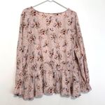 Maurice's 1 Plus Size Pink Floral Smock Waist Blouse Boho Long Sleeve Peasant Top Photo 11