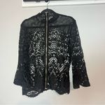 Bold Elements Bold Element Lace Blouse Crochet Top Black Gold Zip Back Long Size Large Floral Photo 9