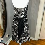 White House | Black Market Black and White Strapless Sundress for Wedding Guests Photo 3