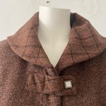 Vintage 70s British brown plaid short sleeve snap front style swinger coat S Size 4 Photo 6