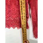 Ultra Pink Crochet Women Lace Long Sleeve Crop Top Boho Festival Delicate Pink L Photo 2