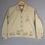 Christopher & Banks Khaki Button-Up Shirt Bear Embroidery Size Med Photo 0