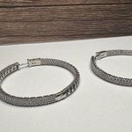 Kenneth Jay Lane Pave Crystal Hoop Pierced Earrings Signed KJL Silver Photo 5