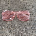 Oversized Pink Rhinestone Square Sunglasses MN5036 Retro Glam Photo 2