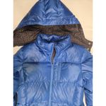 Divided H&M  Women's Blue Puffer Jacket Hooded 90% Down Filled Plaid Lining Small Photo 1