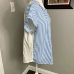 Van Heusen  Womens Vneck Blue White Striped Preppy Beach Resortwear Top Size Larg Photo 1