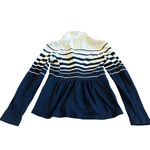 Cartonnier Anthropologie Striped Knit Blazer Jacket Stretch Size Small Women's Blue Photo 6
