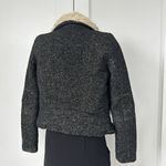 ZARA Trafaluc Side Zip Shearling Wool Herringbone Tweed Moto Jacket Womens XS Photo 7