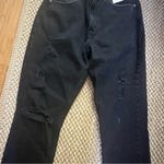 Abercrombie & Fitch The Mom High Rise Black Distressed Jeans Raw Edge Photo 2