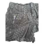 Johnny Was Eyelet Cargo Shorts Women’s Size 10 Gray Green Embroidered Boho Photo 1
