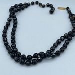 Vintage black facetted beaded double strand necklace W.Germany. Photo 2