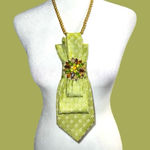 “Dainty Dapper Green Patterned Necktie Necklace Photo 0