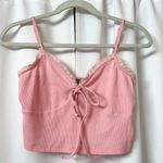 SheIn Light Pink Lace Trim Cami Crop Barbie Tank Top With Bow Size Small Photo 2