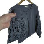 SIONI MILAN Women’s Sheer Lace Bishop Sleeved Knit Cardigan Medium Black Photo 2