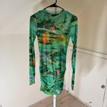 AFRM NWT Women's Mirza Ruched Acid Green Marbled Mini Dress Size XS Photo 4