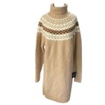 Lulus Seasonal Charmer Beige Multi Knit Turtleneck Sweater Mini Dress NEW small Photo 10