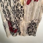 Jonathan Martin Button Down Blouse Beige Animal Print Floral 2X Photo 4