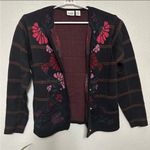 Classic Elements  Embroidered Plaid Floral Cardigan Sweater - XL Photo 5