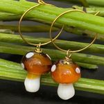 Handmade  Mushroom Lampwork Beads Drop Earrings Photo 0