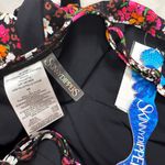 Skinny Dippers Ruffle One Piece Swimsuit Size L Black Floral New Belt Slimming Size L Photo 6