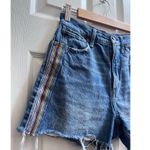 American Eagle Cotton Highest Rise 90s Boyfriend Jean Shorts Size 2 Pride Stripe Blue Photo 2