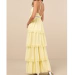 Lulus  NWT Reed Light Yellow Tiered Lace A-Line Open-Back Flowy Maxi Dress XS Photo 5