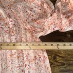 H&M  Top Womens XL Pink Floral Ruffle Neck Sheer Tie Front Bishop Sleeve Blouse Photo 3