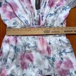 Lulus  NWT Floral Mini Dress Long Sleeve V Neck Smocked Waist‎ Party White Medium Photo 5
