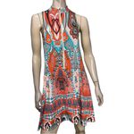 Julian Chang Women’s Size M Orange Paisley Half Zip Sleeveless Swing Dress Size M Photo 1