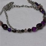 BoHo Shades Of Purple Double Strand Silver Tone Spacers Link Chain Necklace Photo 1