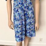 ASOS [] Blue Floral Print Puff Sleeve V-Neck O-Ring Fit & Flare Mini Dress Sz 12 Photo 8